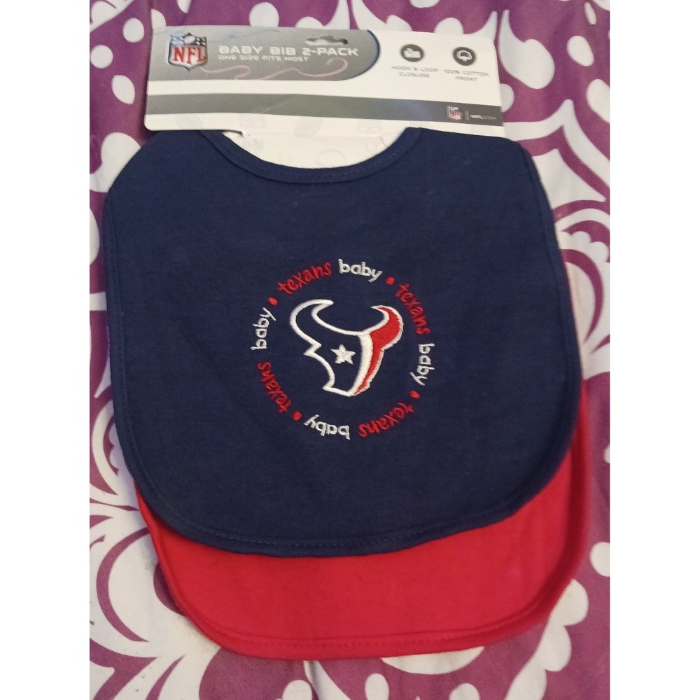 NEW Baby Fanatic NFL Baby Bib 2pk, Blue & Red, Houston Texans